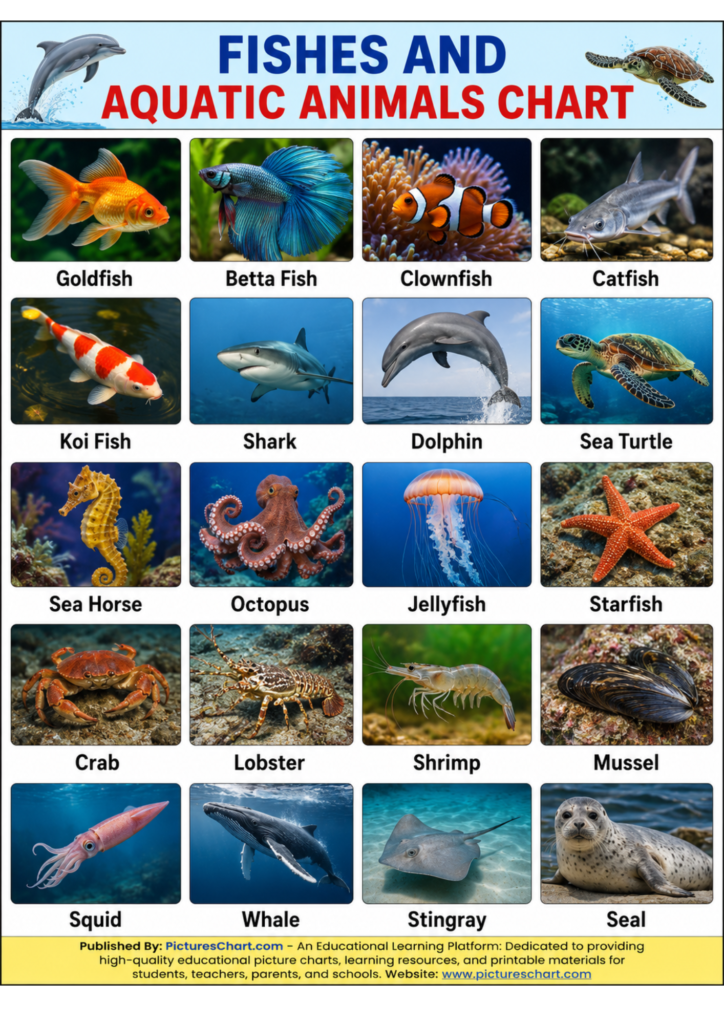🐠 Fish & Aquatic Animals Chart pictureschart.com
